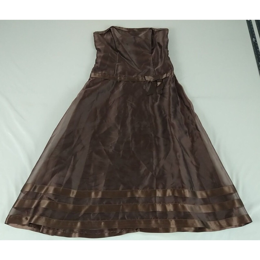 Dessy Collection Formal Dress Ladies 10 Brown Lined Strapless Cocktail Length Bo